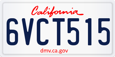 CA license plate 6VCT515