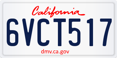 CA license plate 6VCT517