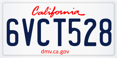 CA license plate 6VCT528