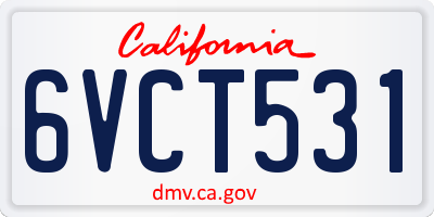 CA license plate 6VCT531