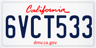 CA license plate 6VCT533