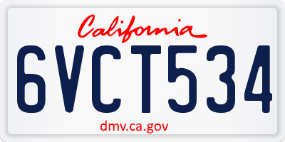 CA license plate 6VCT534