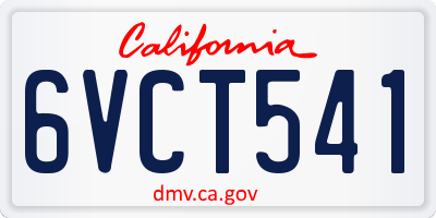 CA license plate 6VCT541