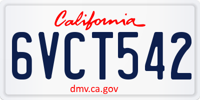 CA license plate 6VCT542