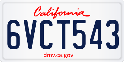 CA license plate 6VCT543