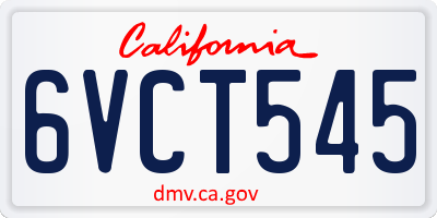 CA license plate 6VCT545