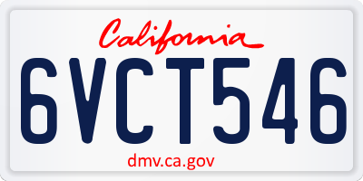 CA license plate 6VCT546