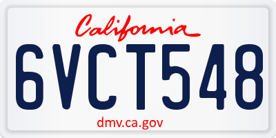 CA license plate 6VCT548