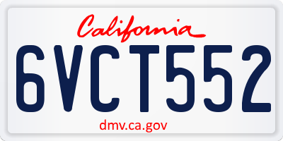CA license plate 6VCT552