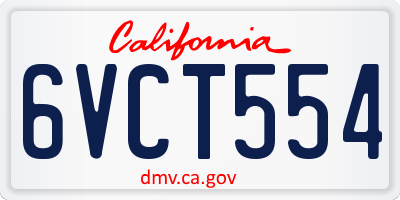 CA license plate 6VCT554