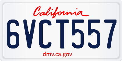 CA license plate 6VCT557