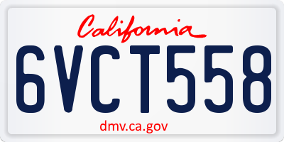 CA license plate 6VCT558
