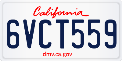 CA license plate 6VCT559
