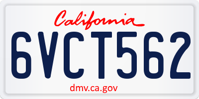 CA license plate 6VCT562