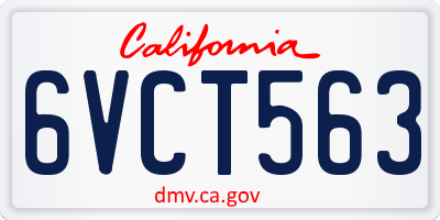 CA license plate 6VCT563
