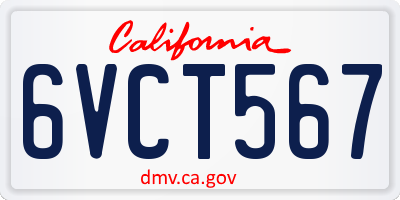 CA license plate 6VCT567