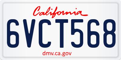 CA license plate 6VCT568