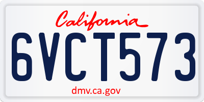 CA license plate 6VCT573