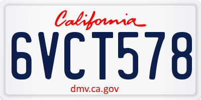 CA license plate 6VCT578
