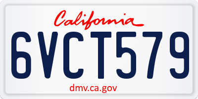 CA license plate 6VCT579