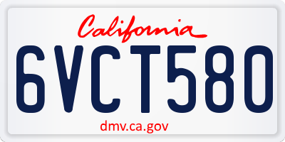 CA license plate 6VCT580