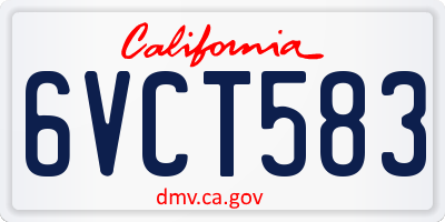 CA license plate 6VCT583