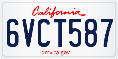 CA license plate 6VCT587