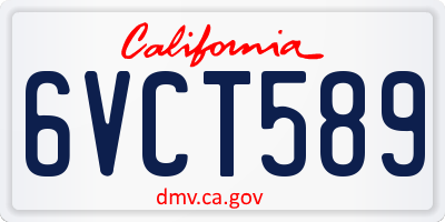 CA license plate 6VCT589
