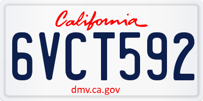 CA license plate 6VCT592