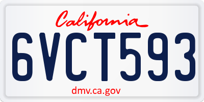 CA license plate 6VCT593