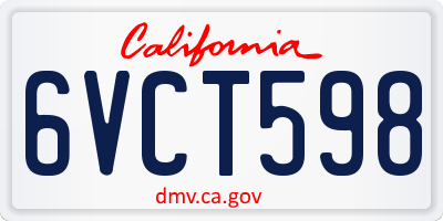 CA license plate 6VCT598