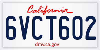 CA license plate 6VCT602