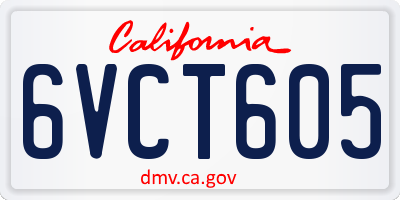 CA license plate 6VCT605