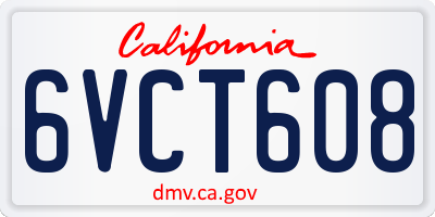 CA license plate 6VCT608
