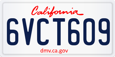 CA license plate 6VCT609
