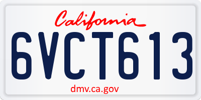 CA license plate 6VCT613