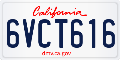 CA license plate 6VCT616