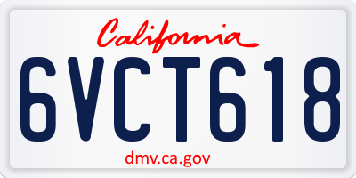 CA license plate 6VCT618