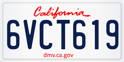 CA license plate 6VCT619