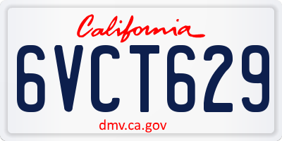 CA license plate 6VCT629