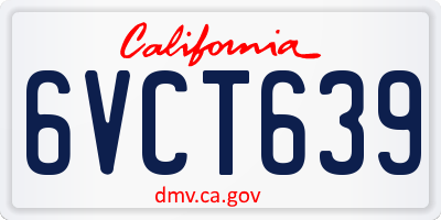 CA license plate 6VCT639