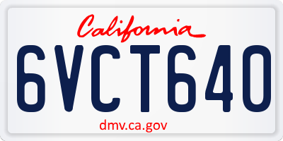 CA license plate 6VCT640
