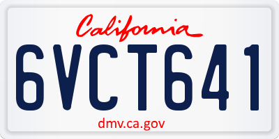 CA license plate 6VCT641