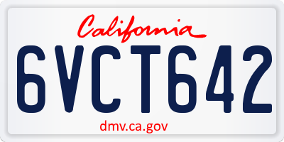 CA license plate 6VCT642