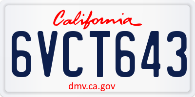 CA license plate 6VCT643