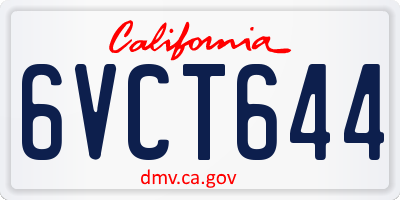 CA license plate 6VCT644