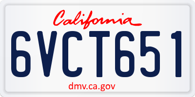 CA license plate 6VCT651