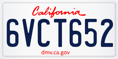 CA license plate 6VCT652