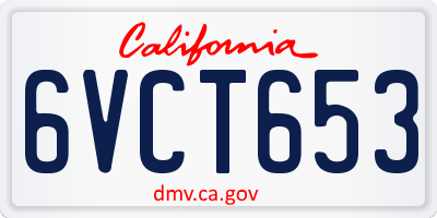 CA license plate 6VCT653