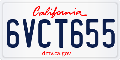 CA license plate 6VCT655